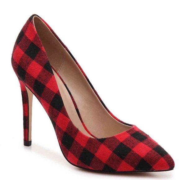 Mix No. 6 Shoes - LAST $ DROP! Red Buffalo Plaid Checkered Stilettos